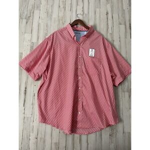 Izod Cool FX Rose Rapture Flamingo Print Short Sleeve Button-Up Shirt 3XLT NWT
